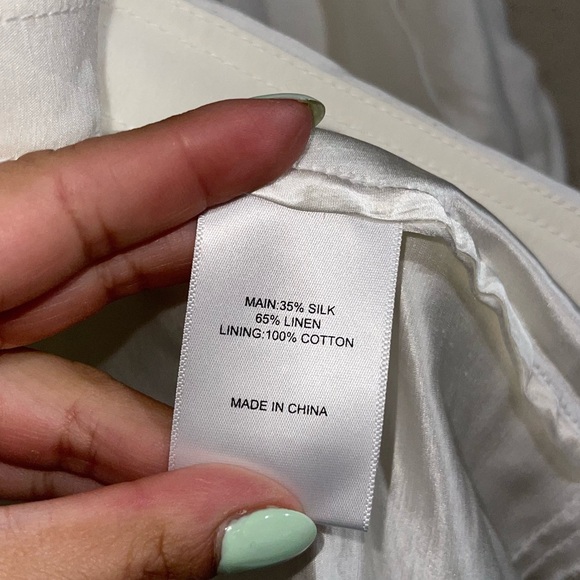 Aje | Silk Linen Puff Sleeve Train Backside Top In Cream Size: US 4 - Picture 7 of 11